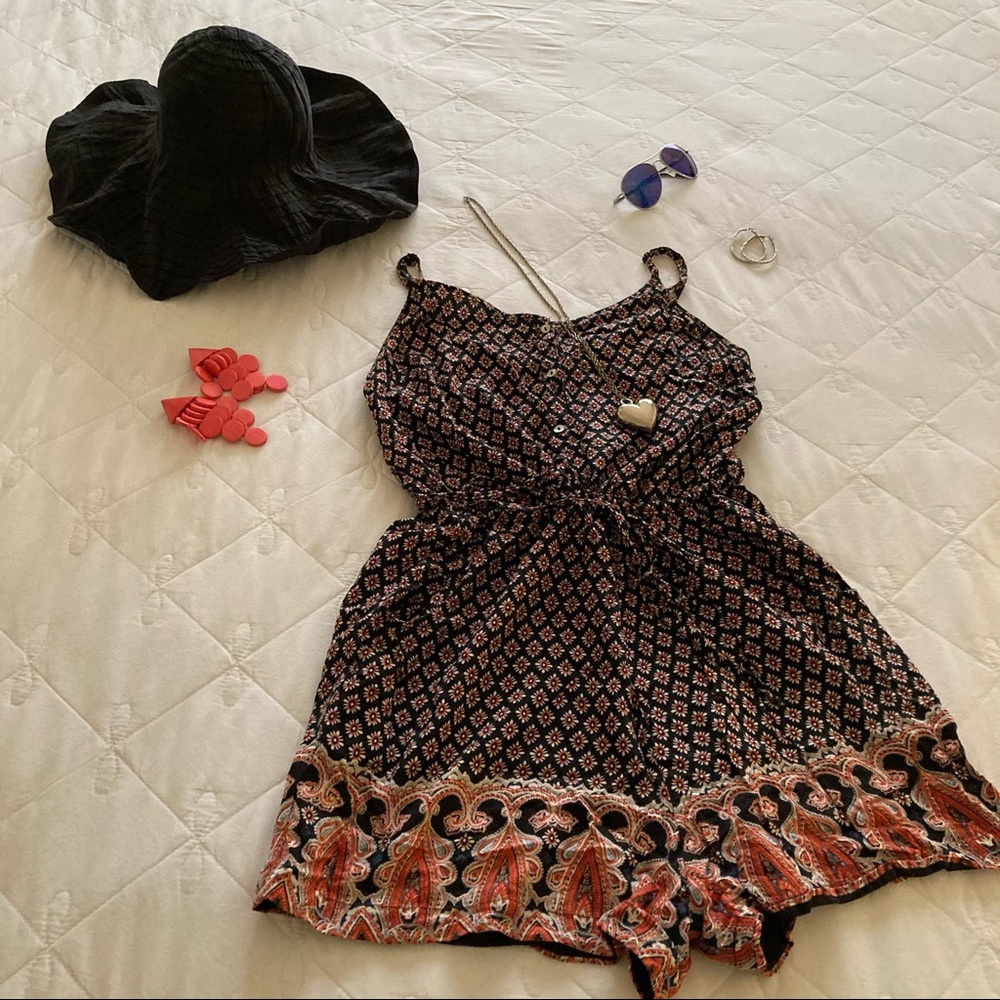 Black melon white romper spaghetti straps unique